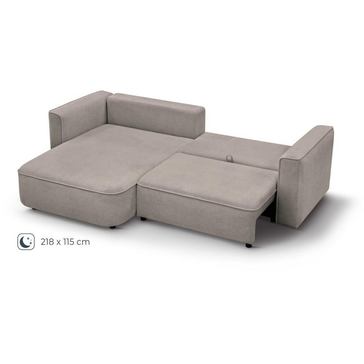 ECKSCHLAFSOFA Carlos cappuccino - Schwarz/Cappuccino, Kunststoff/Textil (265/170cm) - Beautysofa