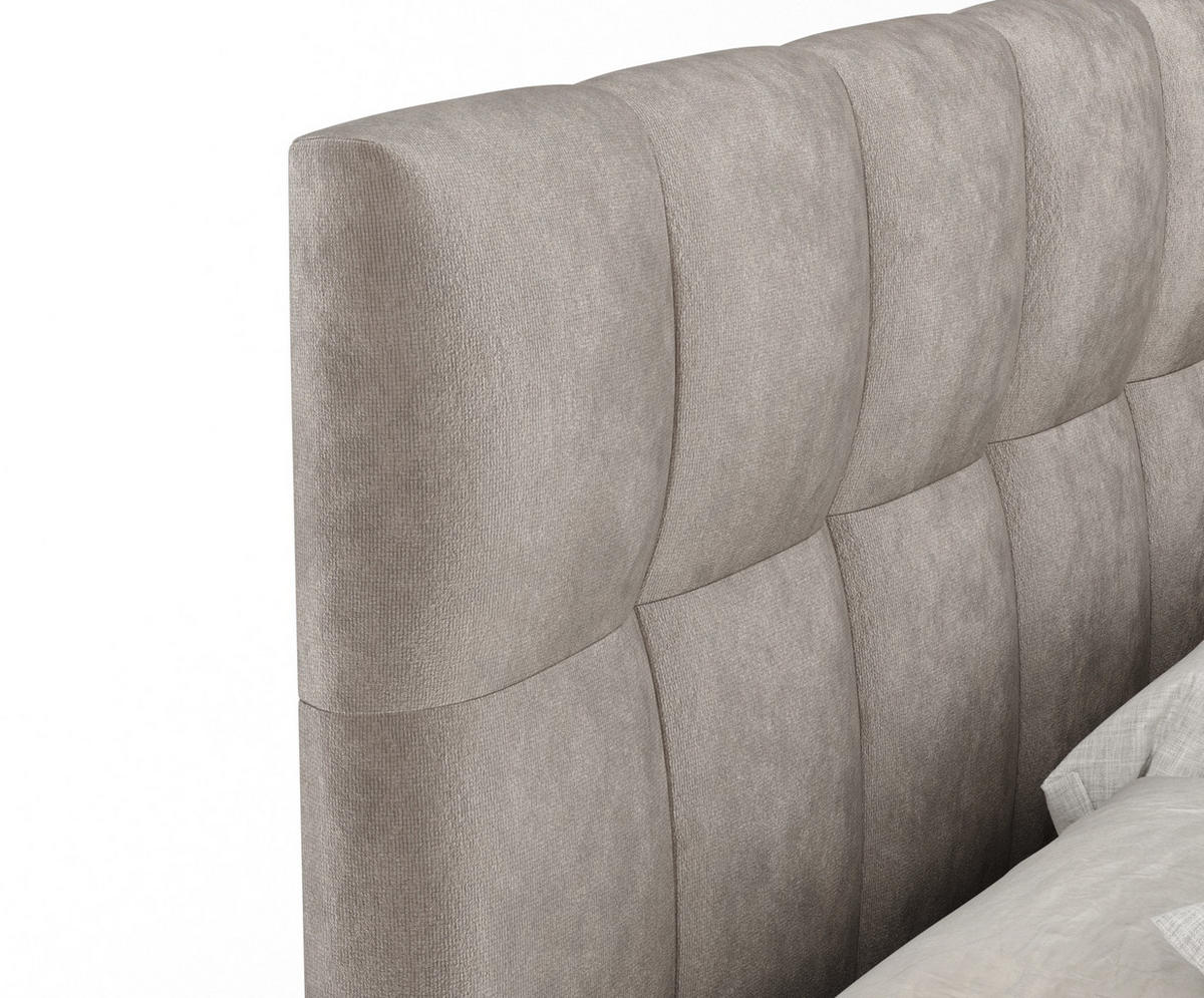 BOXSPRINGBETT Elisio Taupe 180/200 cm mit Latex-Topper - Taupe/Silberfarben, Holz/Holzwerkstoff (180/200cm) - Maison de Reve