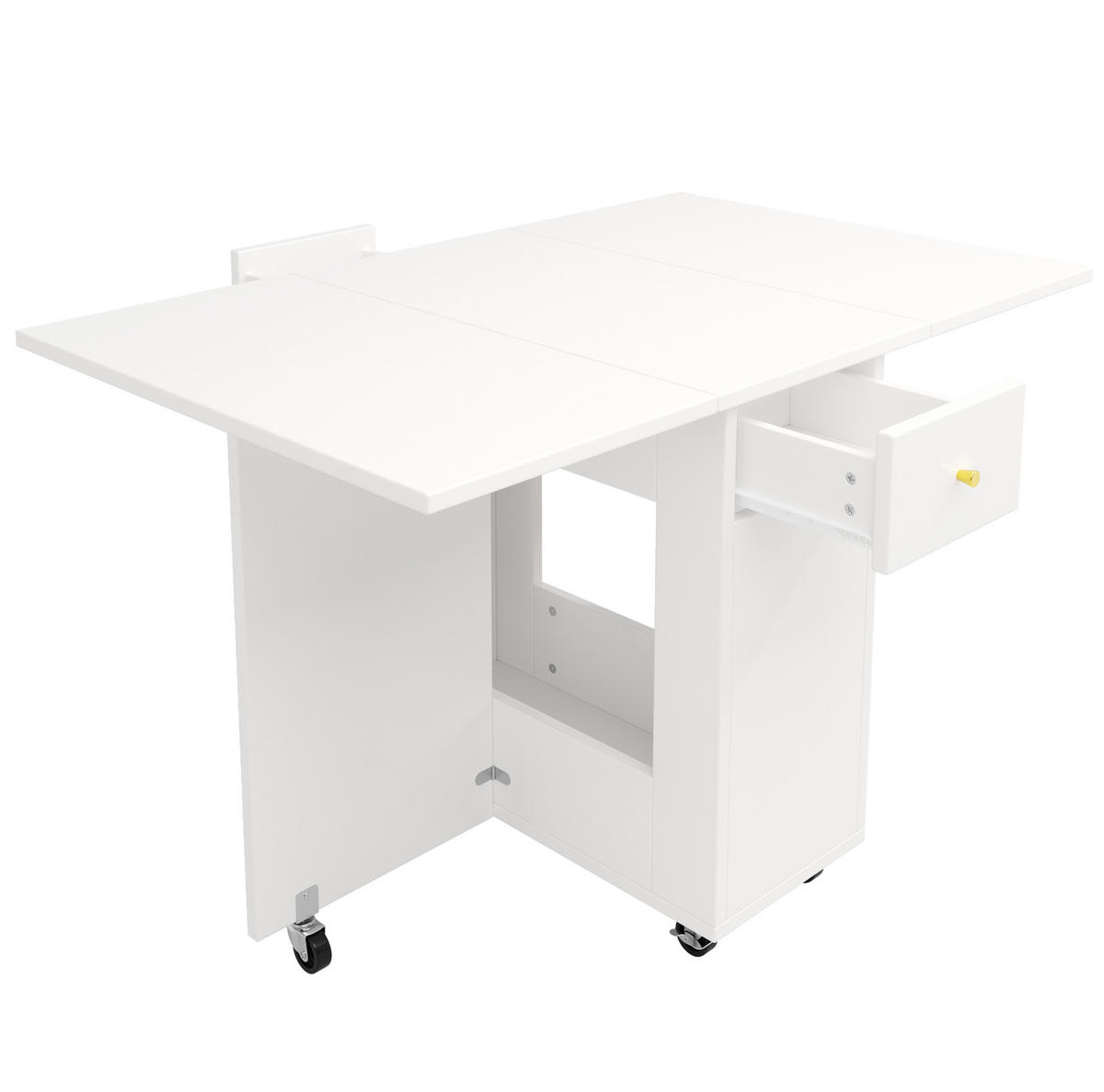 BUFFET 120/45/180 cm Weiß aus MDF mit klappbarem Esstisch 2er Set - Weiß, Holzwerkstoff (45/180/120cm) - OKMYHOME