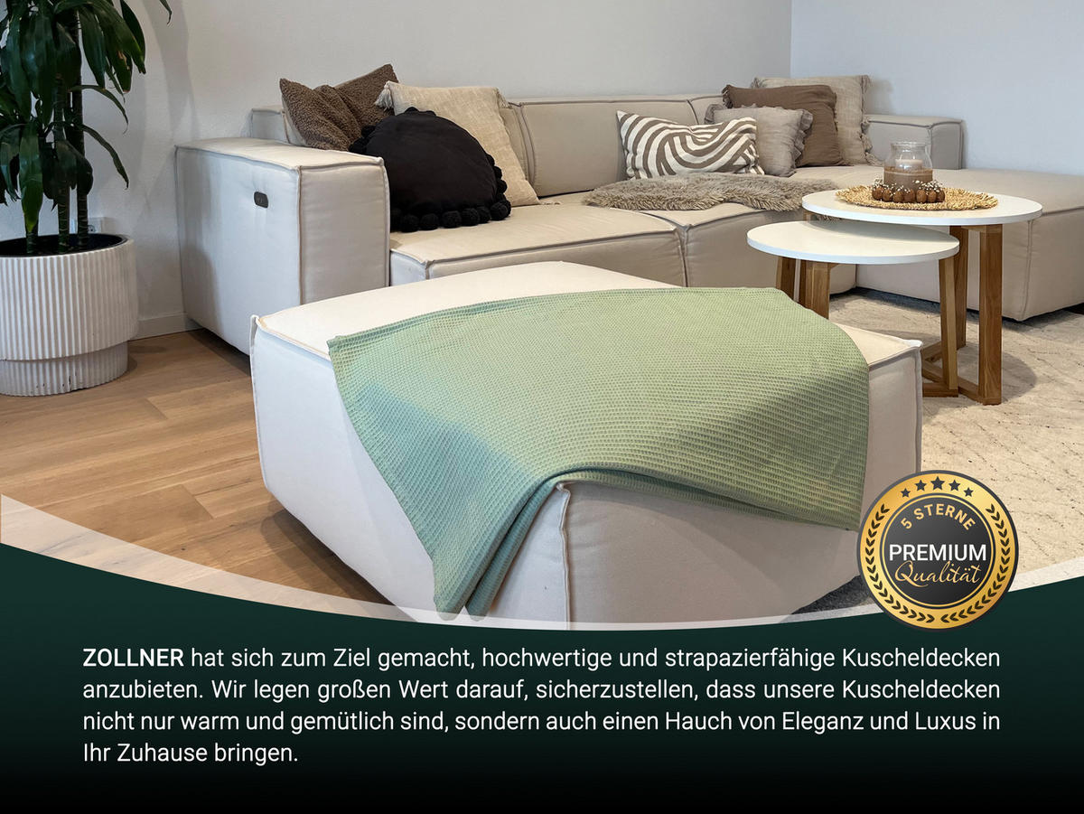 KUSCHELDECKE, 150x200 cm, 100% Baumwolle, Salbei - Salbeigrün, Textil (150/200cm) - Zollner
