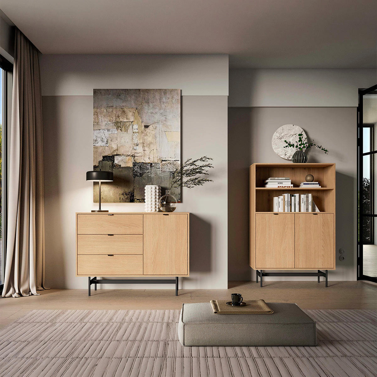 KOMODA Nila Les - rjava, leseni material (115/85/40cm) - Petits-meubles