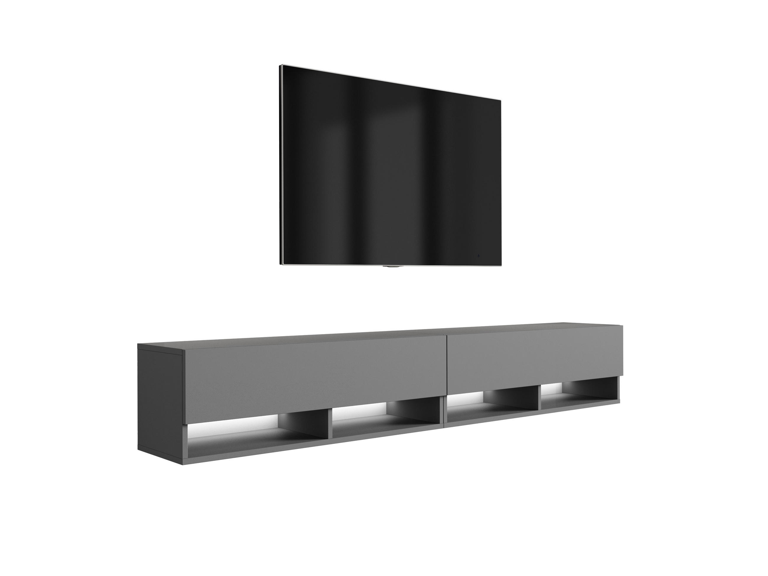 TV-LOWBOARD 200 (2 x 100) cm Anthrazit, LED weiß, 200 × 32 × 34 cm - Grau, Holzwerkstoff (200/33.6/32cm) - 3XE LIVING