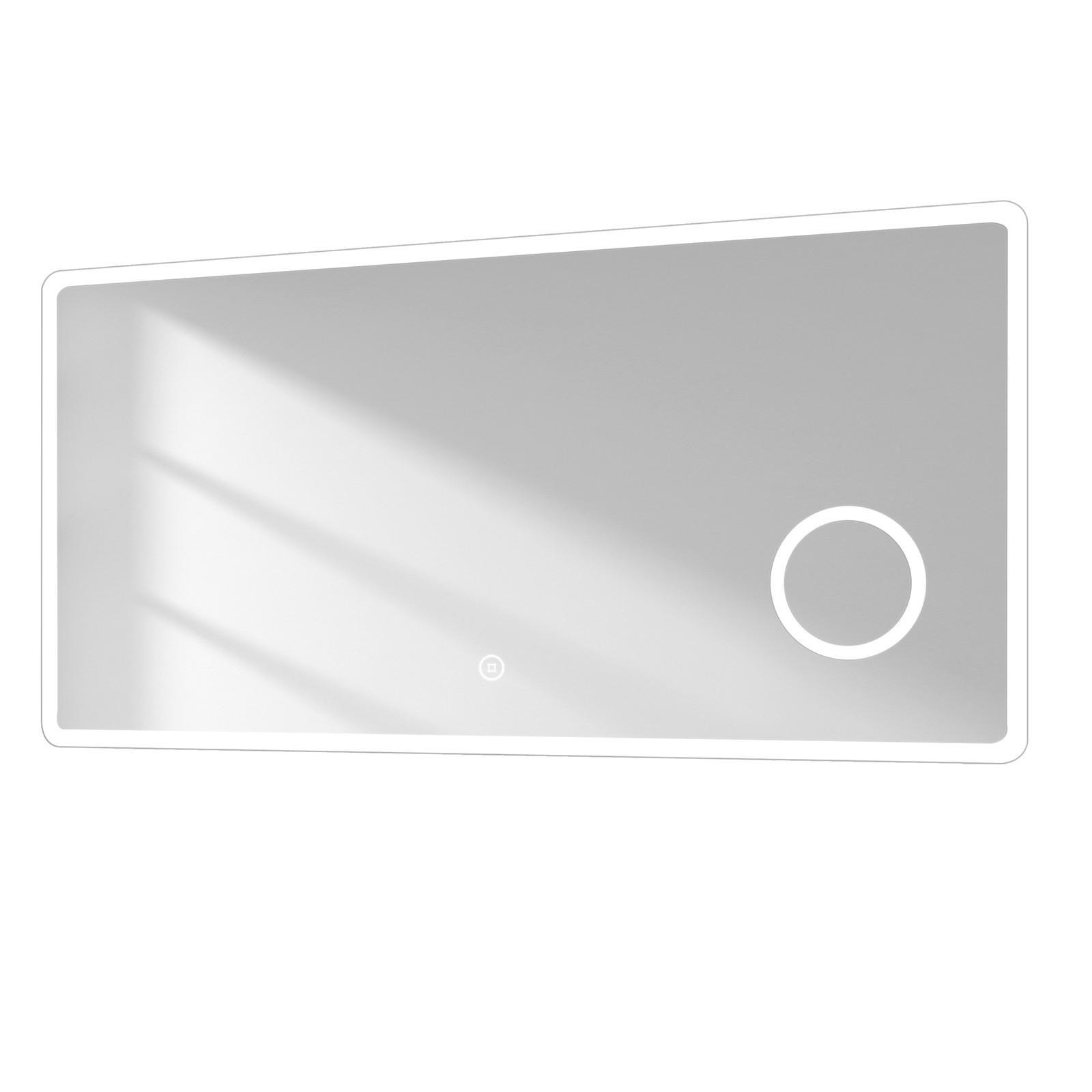 BADSPIEGEL mit Beleuchtung mit Integriertem Schminkspiegel 120/60 cm - Weiß, Glas (60/3.5/120cm) - EMKE