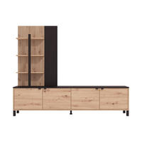 TV-WAND - 208 x 40 - holz - schwarz, naturfarben hell Nuja - Schwarz/Naturfarben, Holz (208/167/40cm) - Vente-Unique