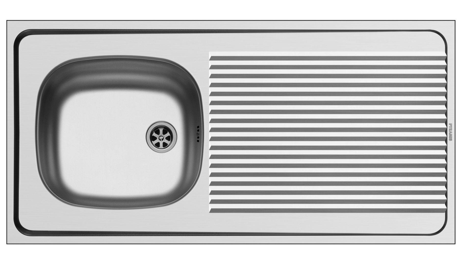 KÜCHENSPÜLE 100x50cm Auflagespüle International große Abtropffläche Single Küche - Edelstahlfarben, Metall (100/15/50cm)