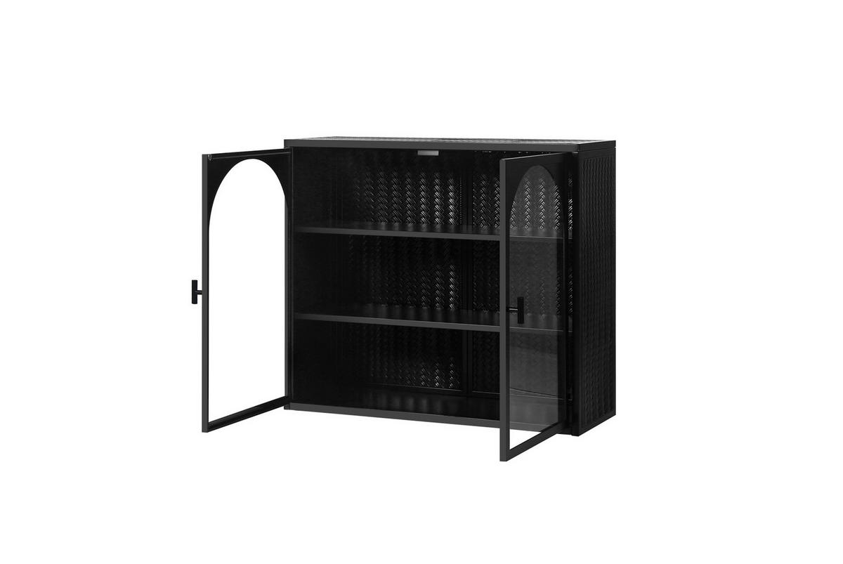 KÜCHENOBERSCHRANK 60/23/70 cm aus Metall und Glas mit 3-stufigem Stauraum Schwarz - Schwarz, Holzwerkstoff (70/60/23cm) - Modenvie