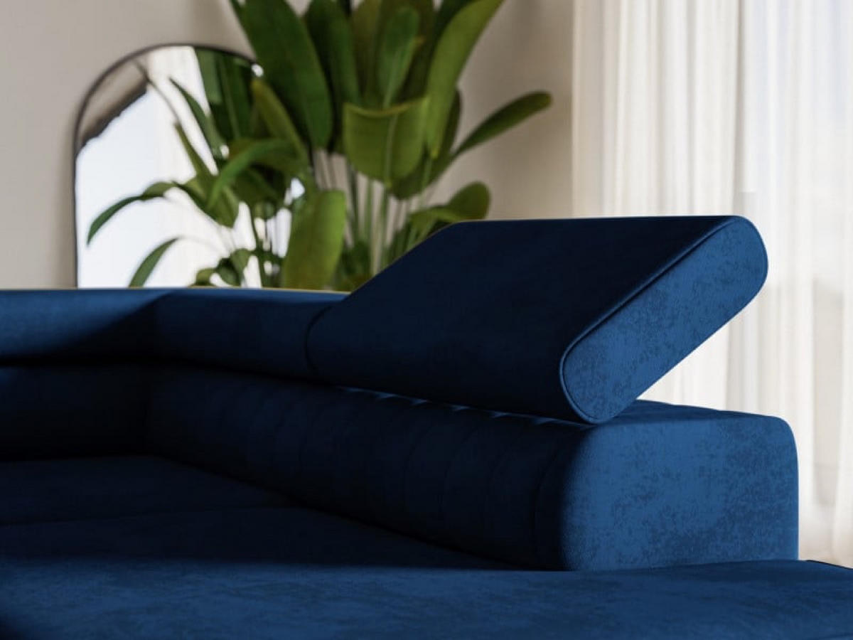 ECKSOFA Kronos Granatblau Silberne Beine Links - Dunkelblau, Textil (274/203cm) - Sepro Meble