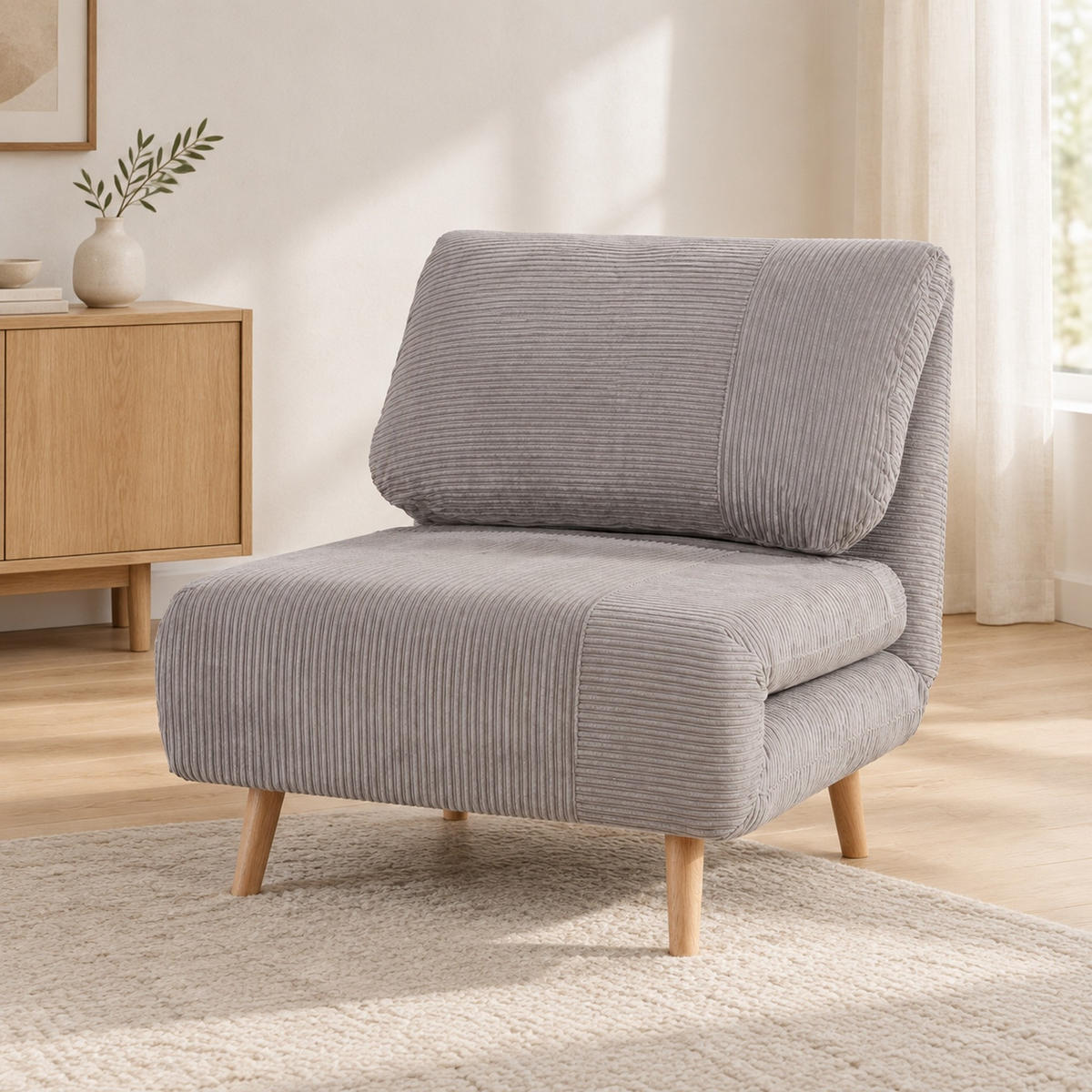 SCHLAFSOFA in Hellgrau 89x82x83 cm mit 3-fach verstellbarer Rückenlehne - Hellgrau, Holz (82/83/89cm) - IVMEU