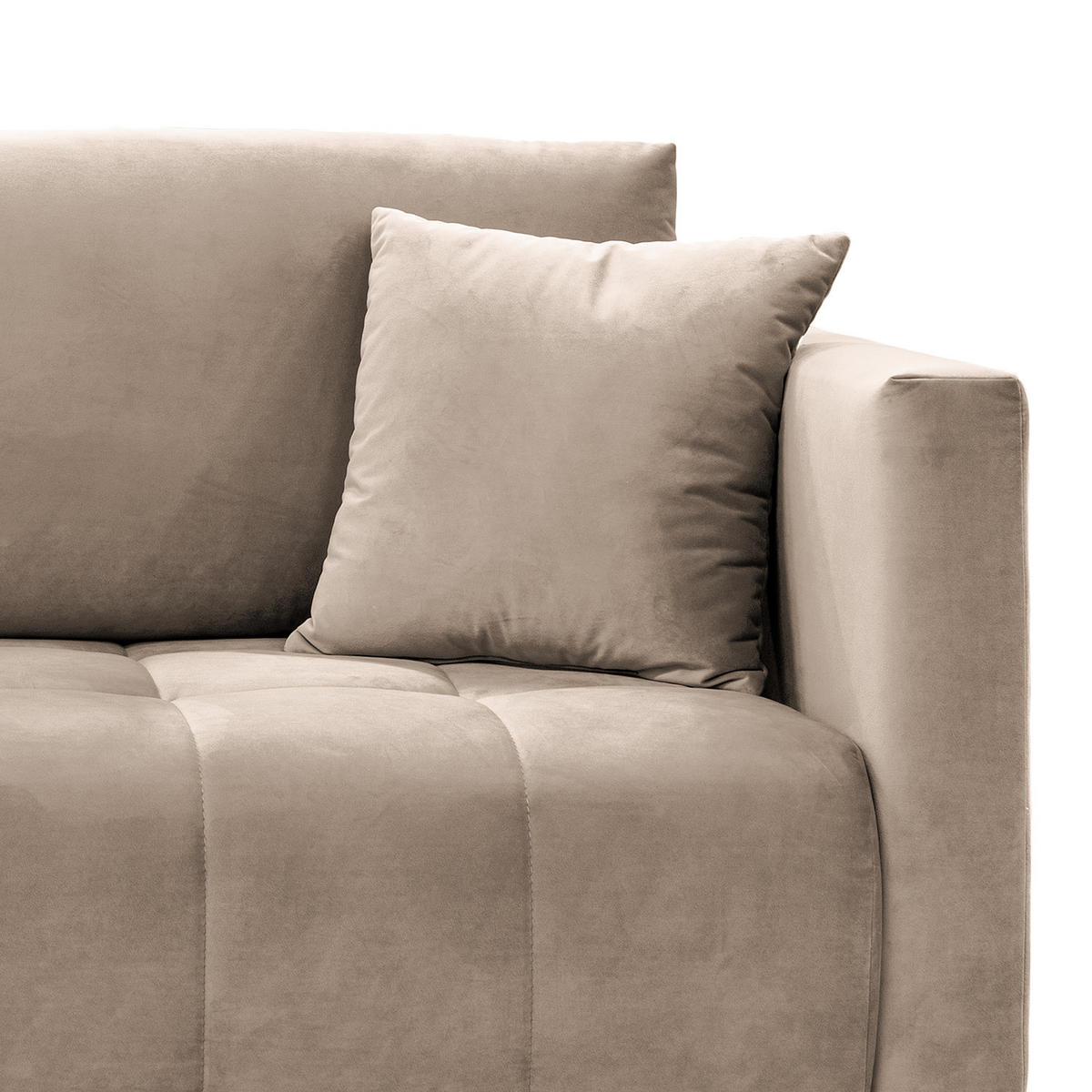 SCHLAFSOFA - Samt - Beige/Schwarz, Textil/Metall (227/87/102cm) - home24