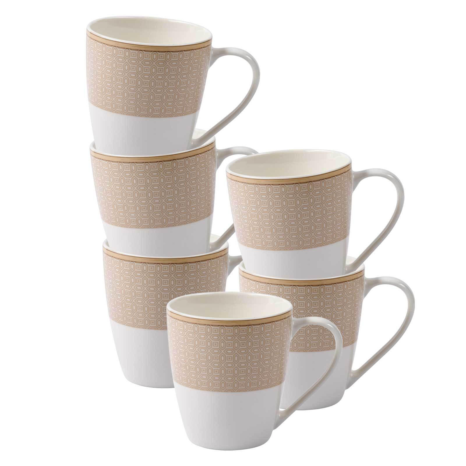 HENKELBECHER Geo beige 350 ml 6er Set - Beige, Keramik (0.35L) - Ritzenhoff Breker