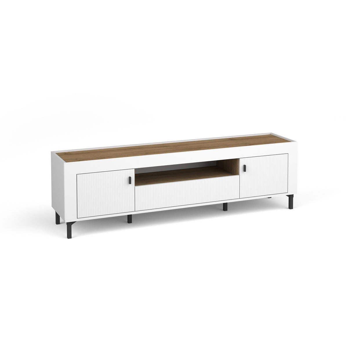 LOWBOARD Monta mit 2 Türen und 1 Schublade, Weiß - Weiß, Holzwerkstoff (177/52/40cm) - Beautysofa