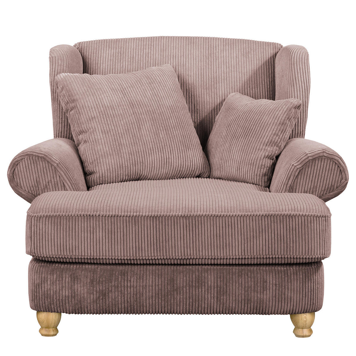 XXL SESSEL - Cord - Mauve, Holz/Textil (135/100/128cm) - home24