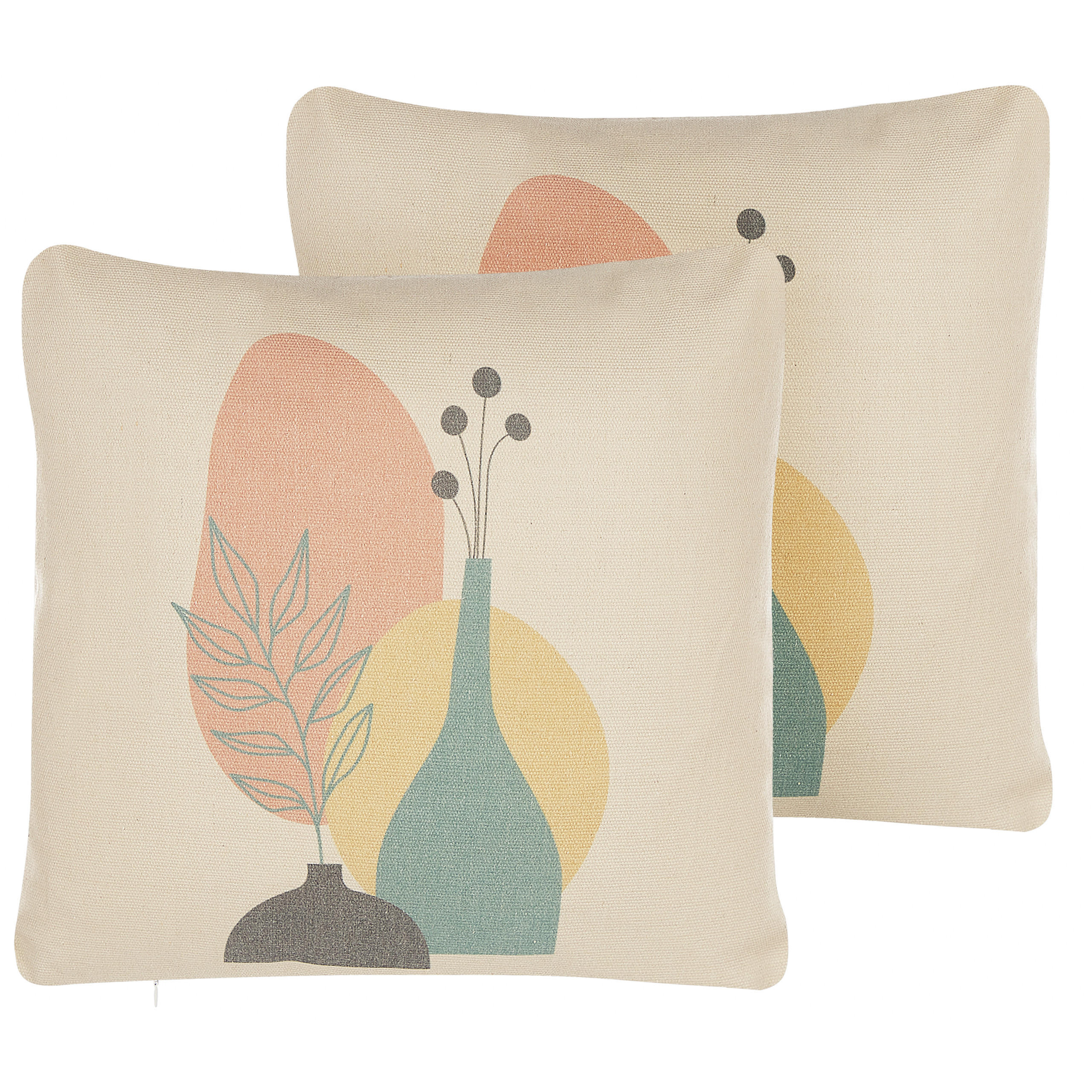 DEKOKISSEN 2er-Set Bunt 45/45 cm Cardoon - Multicolor, Textil (45/45cm) - Beliani