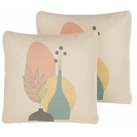 DEKOKISSEN 2er-Set Bunt 45/45 cm Cardoon - Multicolor, Textil (45/45cm) - Beliani