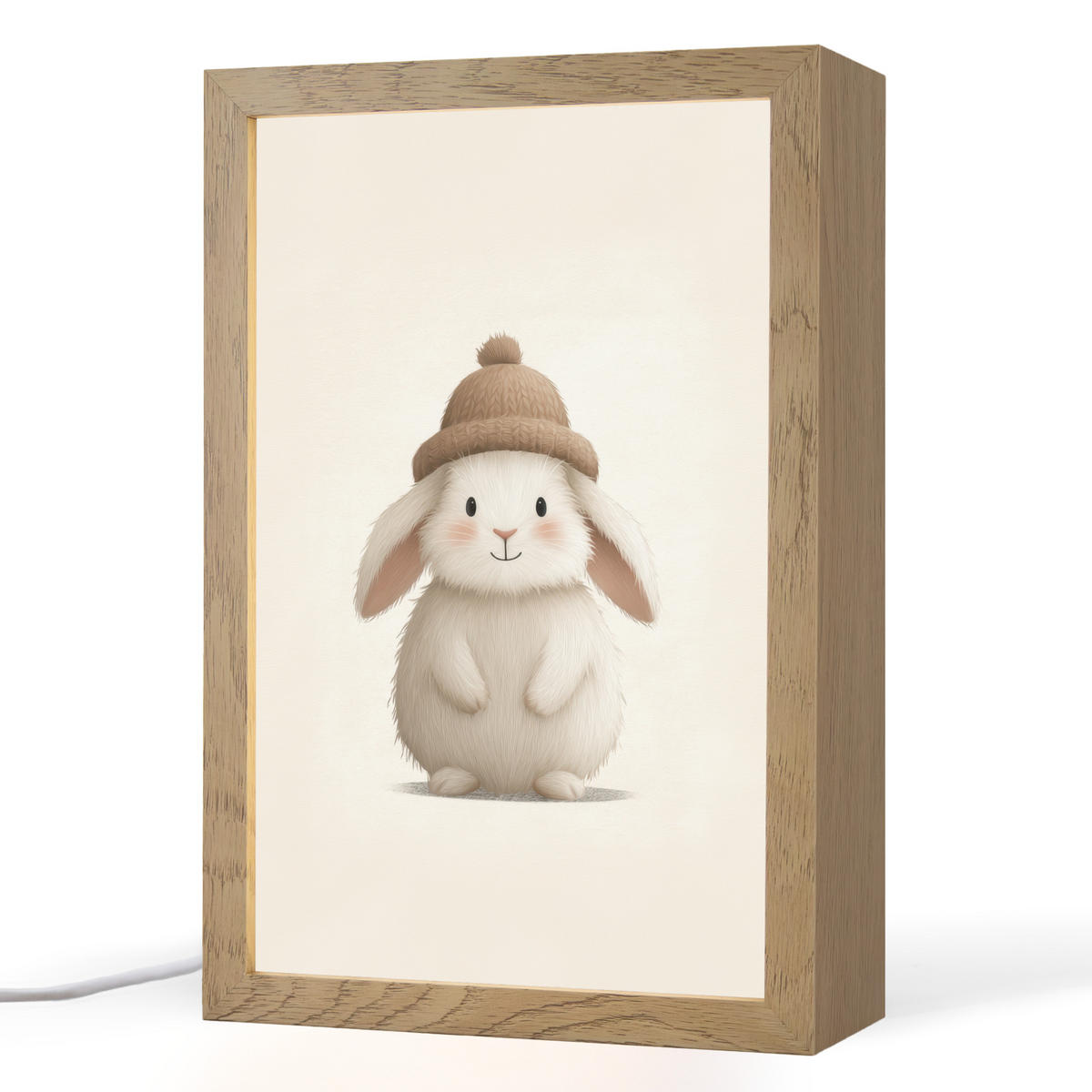 NACHTTISCHLAMPE Kaninchen - Hut - Ohren - Beige 20x30 cm - Creme, Holzwerkstoff (8/20/30cm)