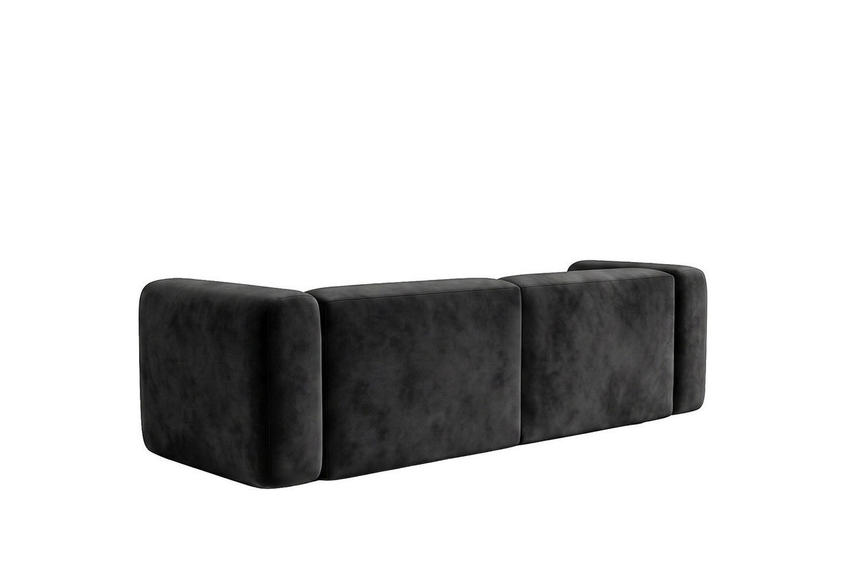 SOFA 2-Sitzer, Velvet-Stoff Bluvel, Schwarz, GRETA - Schwarz, Holz (228/70/89cm) - Kaiser Möbel