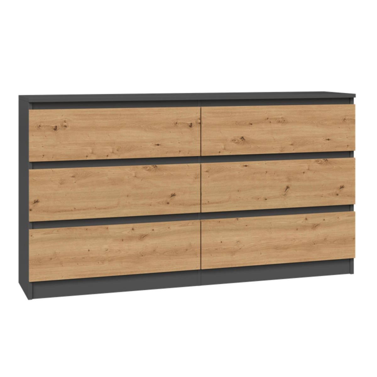 KOMMODE anthrazit / artisan 140/75/40 cm - Anthrazit/Eiche Artisan, Holz (140/75/40cm) - Home Collective