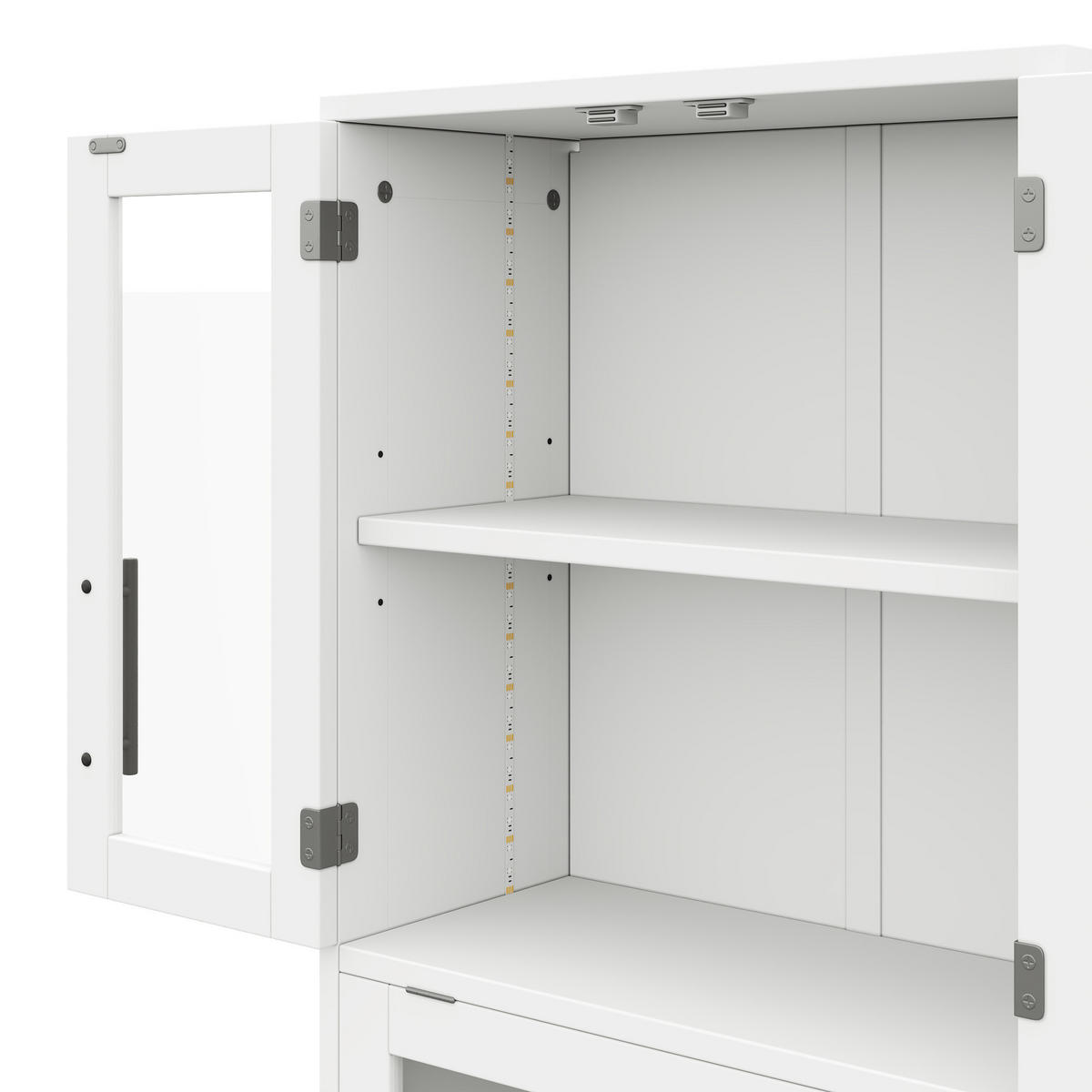 BADEZIMMERSCHRANK in Weiß Aufbewahrungsschrank mit Verstellbare Einlegeböden und App-gesteuertes LED, B60/T30/H170cm - Weiß, Glas/Holzwerkstoff (60/170/30cm) - STILVORA