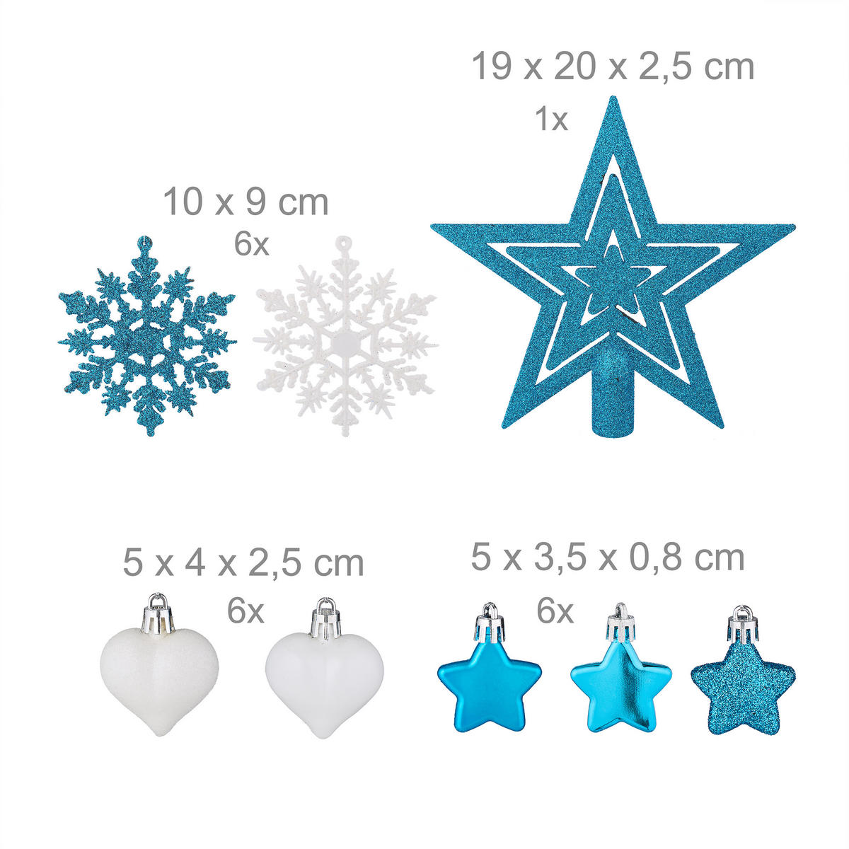 101-TLG.WEIHNACHTSKUGELN-SET - Hellblau, Kunststoff (20/19/2.5cm) - Relaxdays