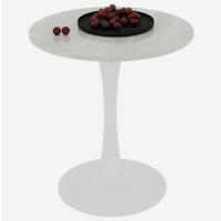 KLUBSKA miza, premer 70 cm bela, iz umetnega marmorja - bela, kamen (70/70/72cm) - BEAOK