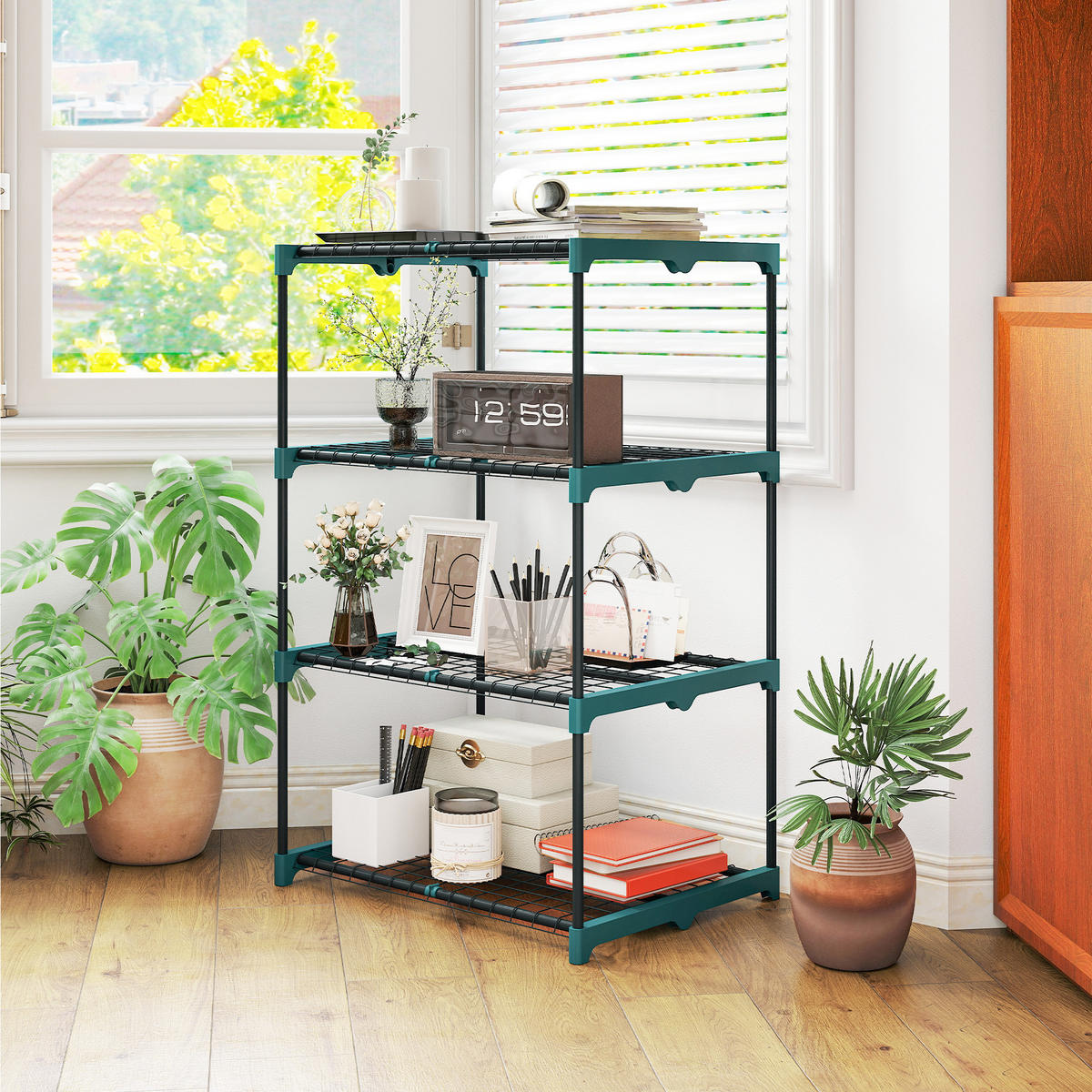 BLUMENTREPPE DE-12266 4-stufig, 67/49/105 cm, ma/. 15 kg Grün - Grün, Metall (49/105/67cm) - ComfortXL
