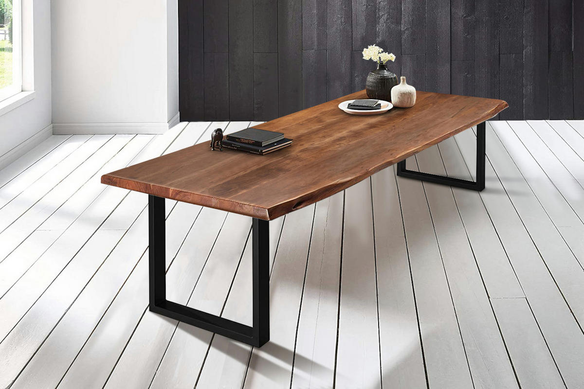 ESSTISCH VALIN - Schwarz/Braun, Holz/Metall (110/220/79cm) - SAM