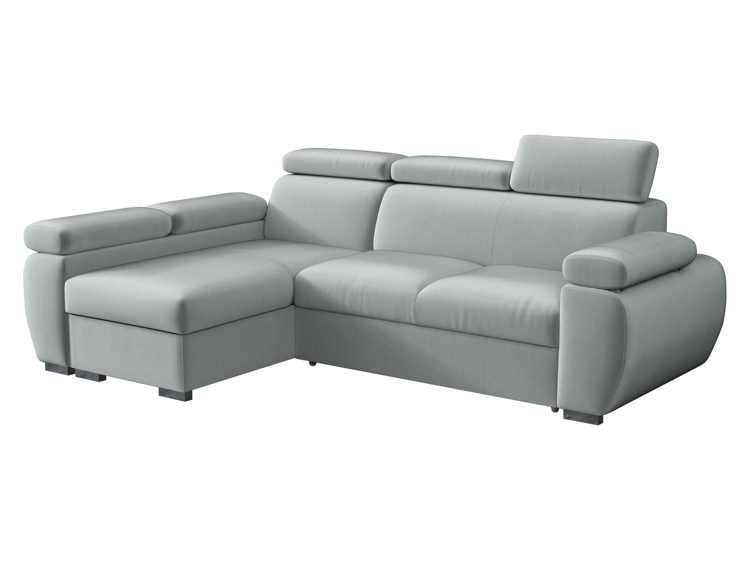 ECKSOFA Boston Mini, Seite: Links - LC+2R - Chromfarben/Blaugrau, Holz/Textil (255/170cm) - MIRJAN24