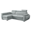 ECKSOFA Boston Mini, Seite: Links - LC+2R - Chromfarben/Blaugrau, Holz/Textil (255/170cm) - MIRJAN24