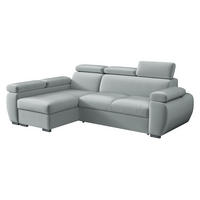 ECKSOFA Boston Mini, Seite: Links - LC+2R - Chromfarben/Blaugrau, Holz/Textil (255/170cm) - MIRJAN24