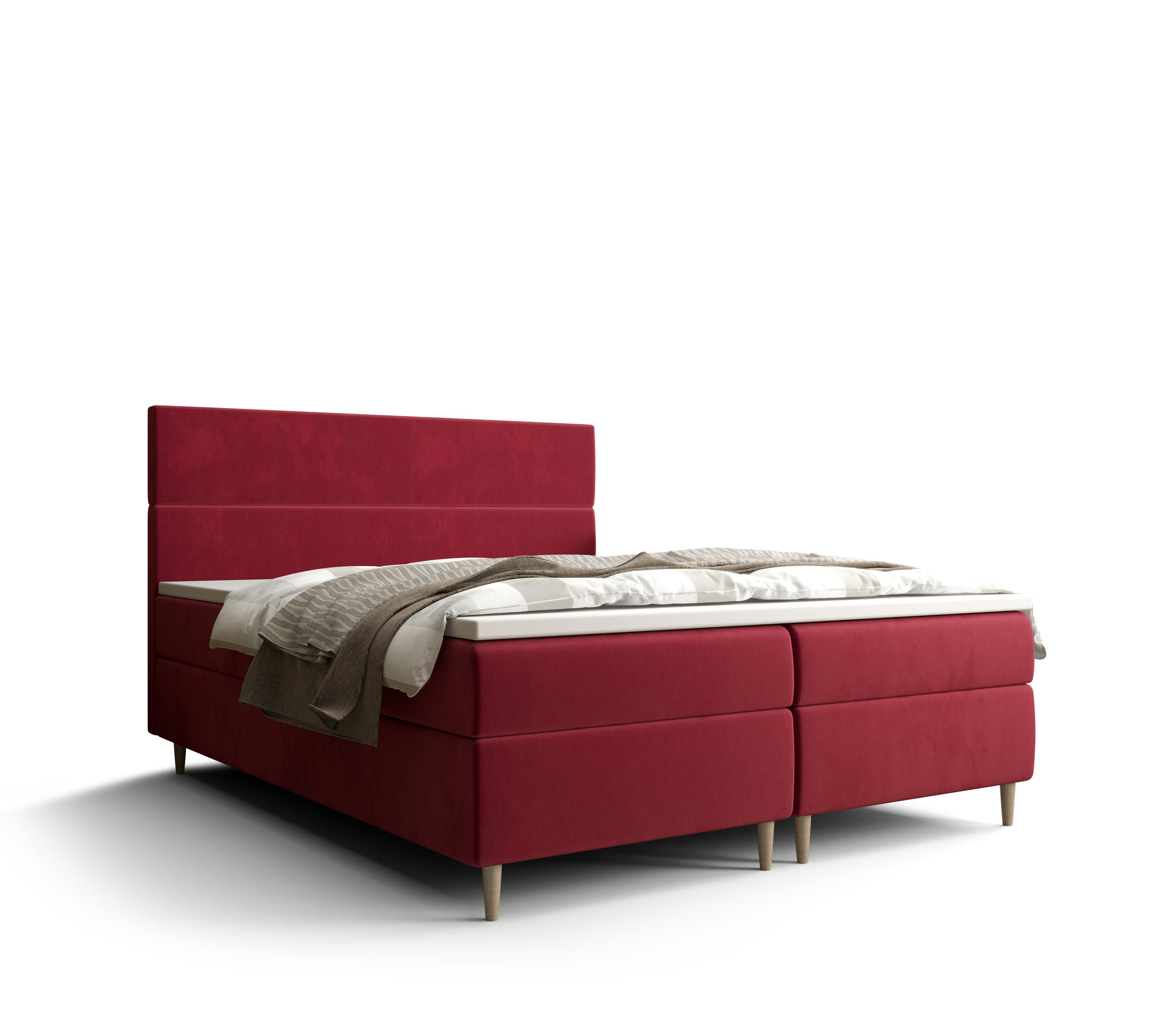 BOXBETT FLO mit Matratze H3, Bonell und Topper 160x200 Itaka 34 - Rot, Holz/Textil (160/200cm) - Bedante