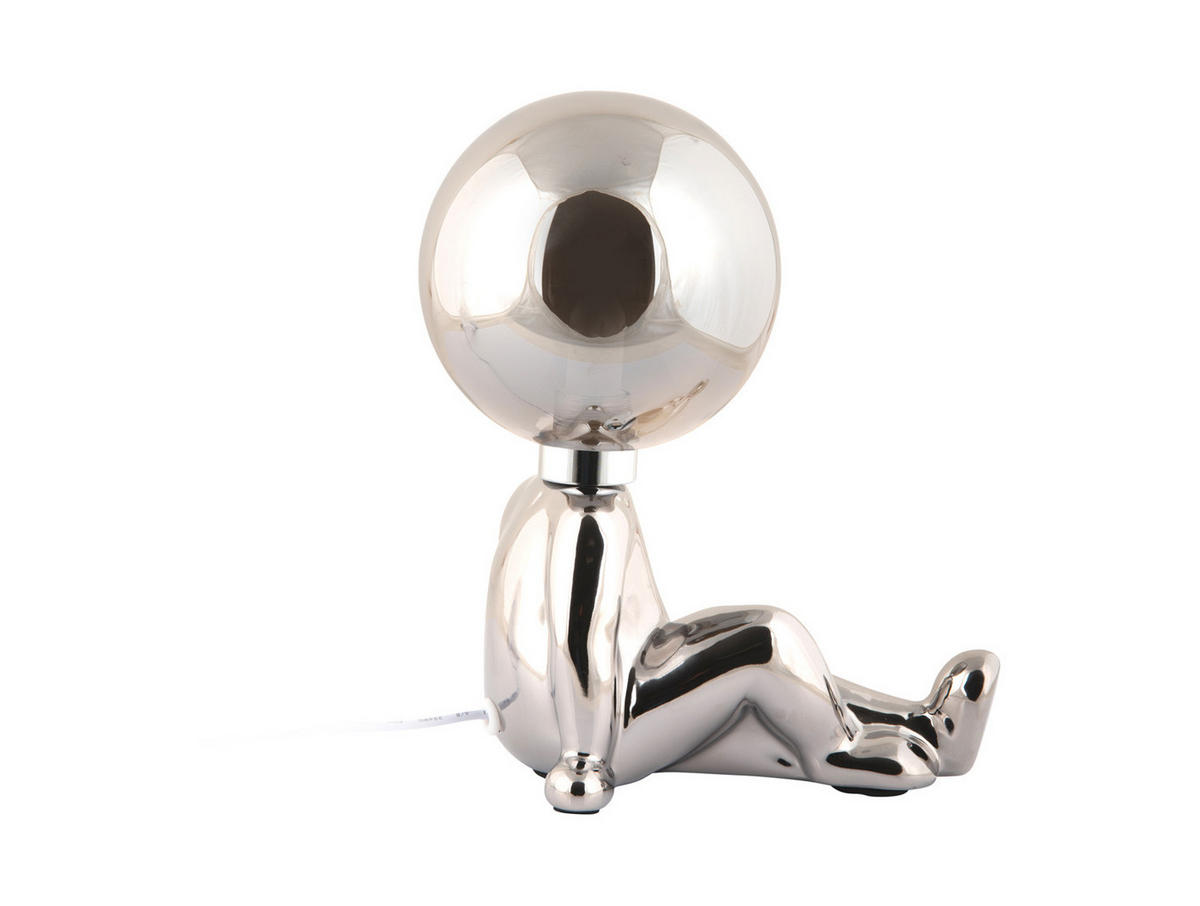 TISCHLAMPE Ross 16.5/12/22.5 cm - Silberfarben, Keramik (16.5/12/22.5cm) - Leitmotiv