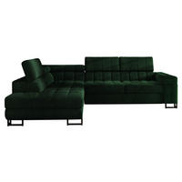 ECKSOFA Laris, Seite: Links - Dunkelgrün/Schwarz, Holz/Textil (271/203cm) - MIRJAN24