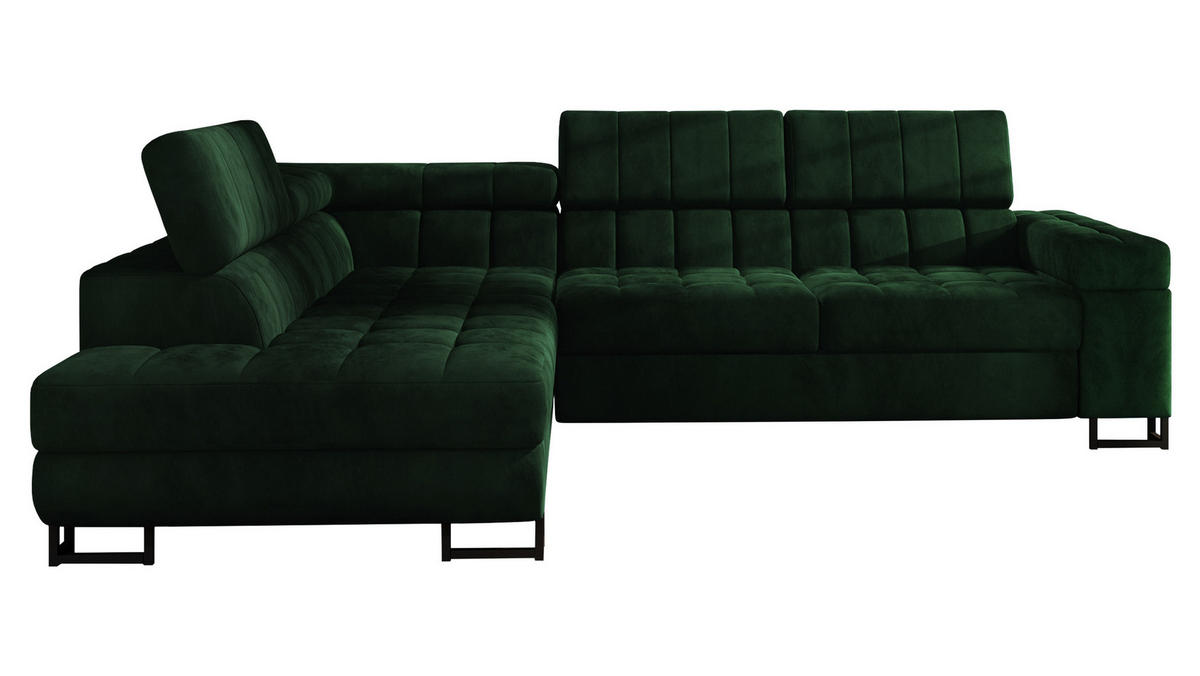 ECKSOFA Laris, Seite: Links - Dunkelgrün/Schwarz, Holz/Textil (271/203cm) - MIRJAN24