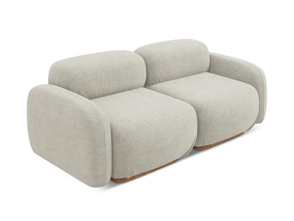 3-SITZER SOFA Bouclé Stoff Beige - Beige/Creme, Holz/Textil (190/73/95cm) - Makamii