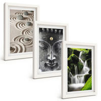 BILDER SET 3er Set - 20x30 cm Weißer Rahmen - Der Frieden der Steine des Buda Zen-Wasserfalls - Weiß, Kunststoff (20/30cm) - TULUP