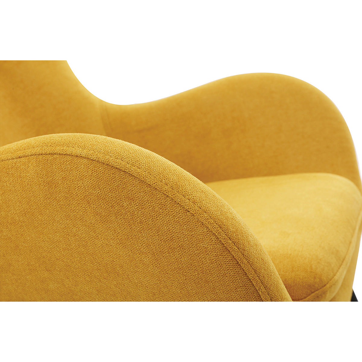 SCHAUKELSTUHL Design Samteffekt Senfgelb ESKUA - Gelb, Textil (107/100/77cm) - Miliboo
