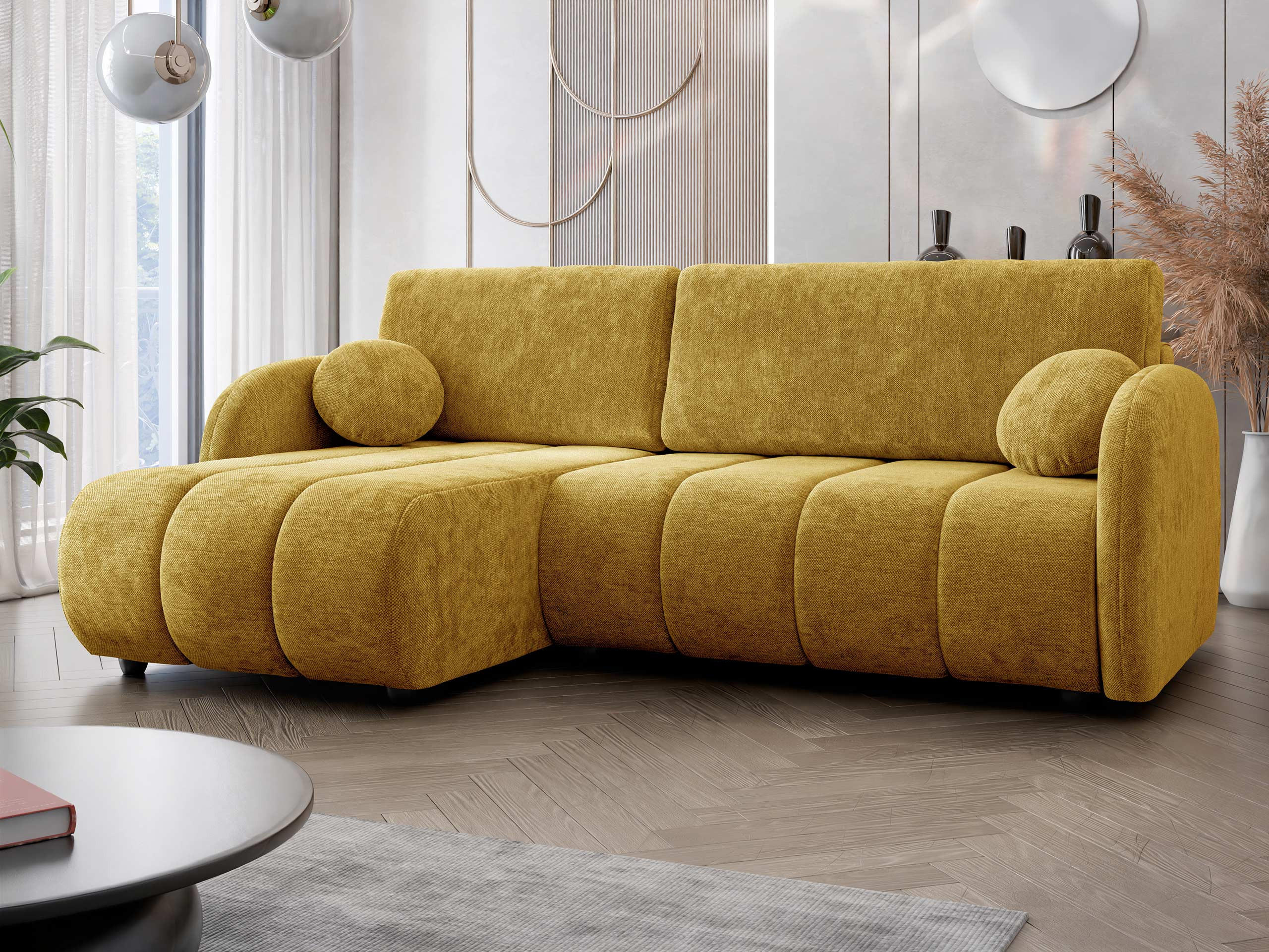 ECKSOFA Zara 2rLC - Schwarz/Rosa, Holz/Kunststoff (233/160cm) - MIRJAN24