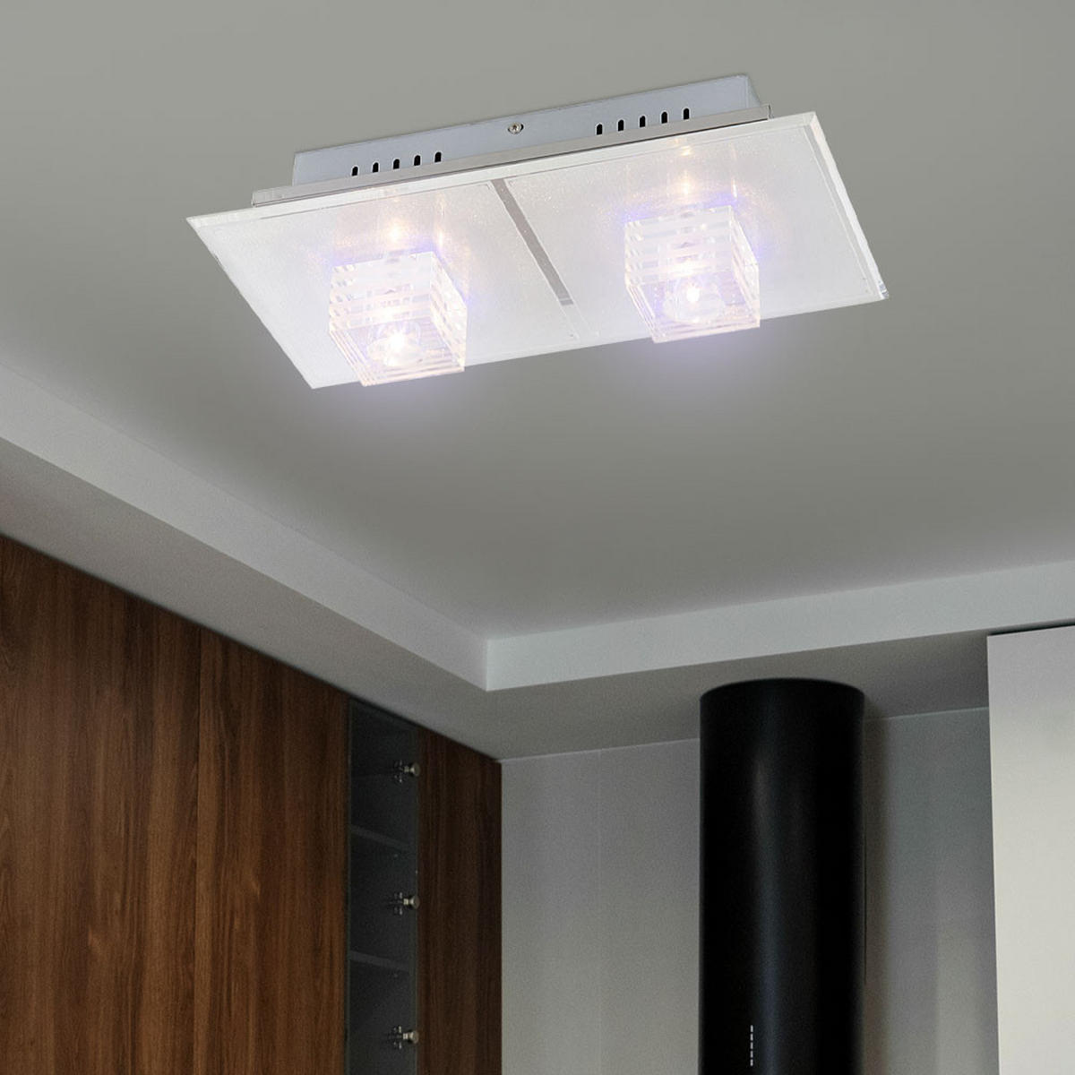 LED DECKENLEUCHTE Arctic Chrom Silber - Silberfarben, Glas (40/20.5/12.5cm) - Globo Lighting