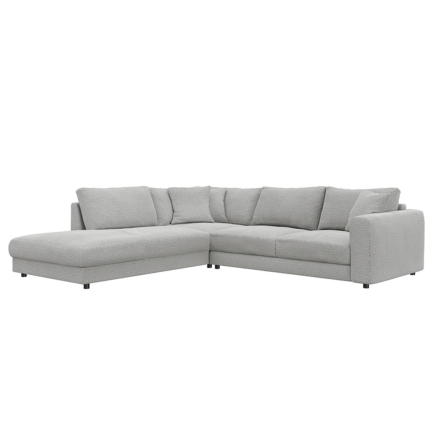 ECKSOFA mit Ottomane - Hellgrau/Schwarz, Textil (267/254cm) - home24