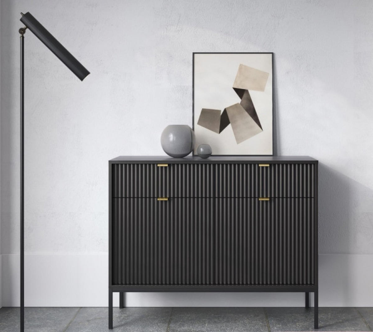 SIDEBOARD Schwarz KSZ104 Mit Schwarzer Tischplatte - Schwarz, Holzwerkstoff (104/83/39cm) - Sepro Meble