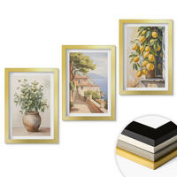 WANDBILDER 3er Set - 20x30 cm Goldrahmen - Blumen in einer Vase, ein Meer aus Zitronen - Goldfarben, Kunststoff (20/30cm) - ArtPrintCave