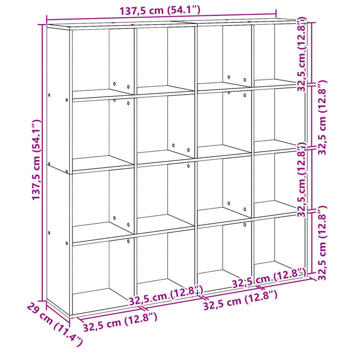 BÜCHERREGAL Weiss 137,5/29/137,5 Cm Holzwerkstoff - Weiß, Holzwerkstoff (29/137.5/137.5cm) - vidaXL