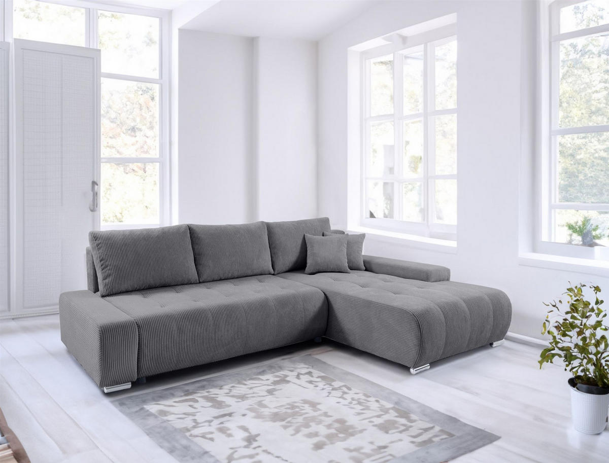 ECKSOFA Vogar In Poso - Grau, Holzwerkstoff/Textil (265/185cm) - Fun Möbel