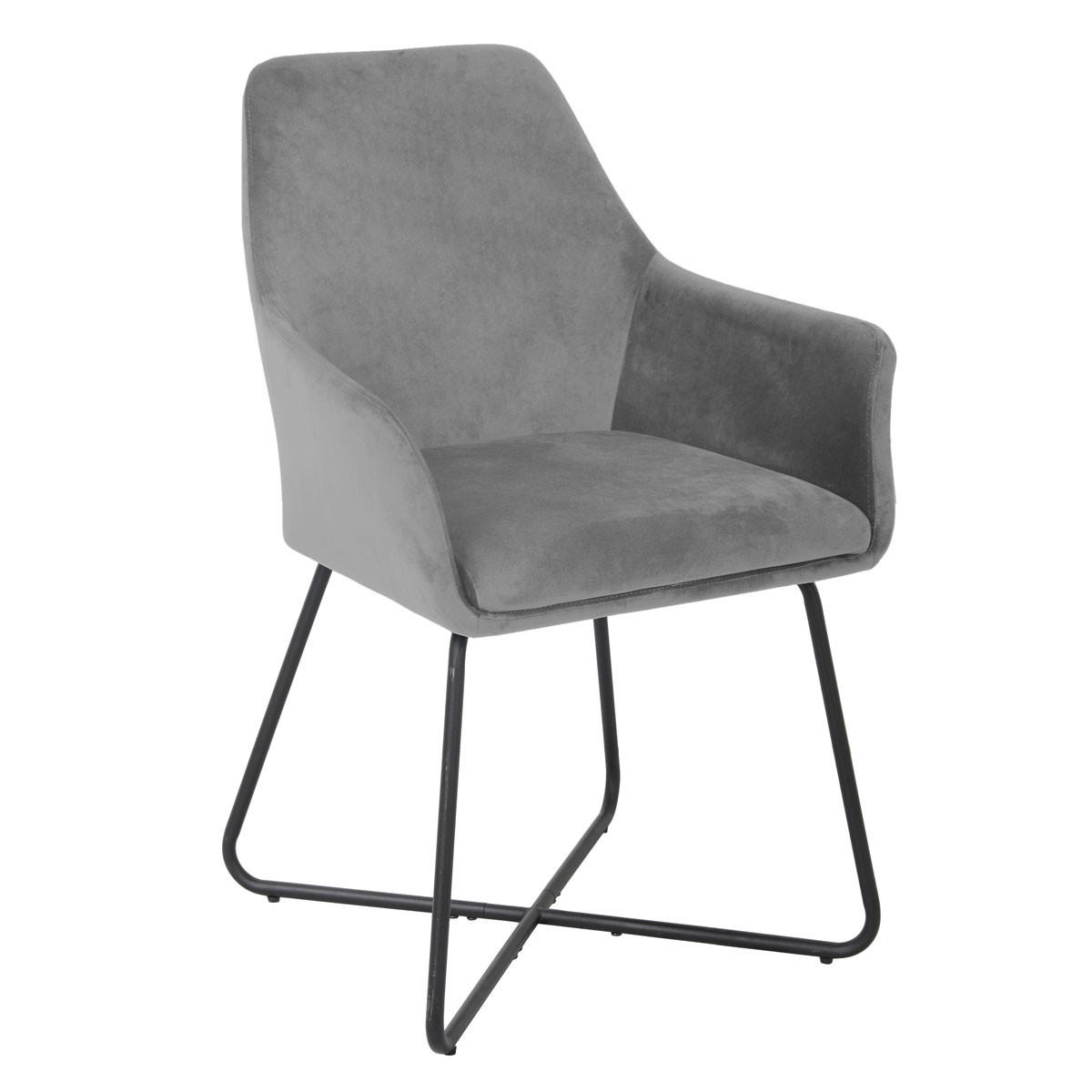 ESSZIMMERSTUHL JOSIE Dining 2er Set Stoffbezug Hellgrau - Hellgrau/Schwarz, Textil (59/88/58cm) - SVITA