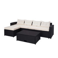 GARTEN-SET Schwarz Kissen Creme-Beige - Schwarz, Metall - PROREGAL
