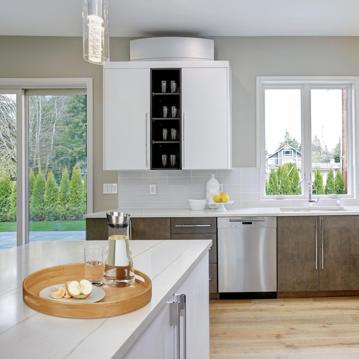 SERVÍROVACÍ tanier - svetlohnedá, drevo (38.5/5/38.5cm) - Relaxdays