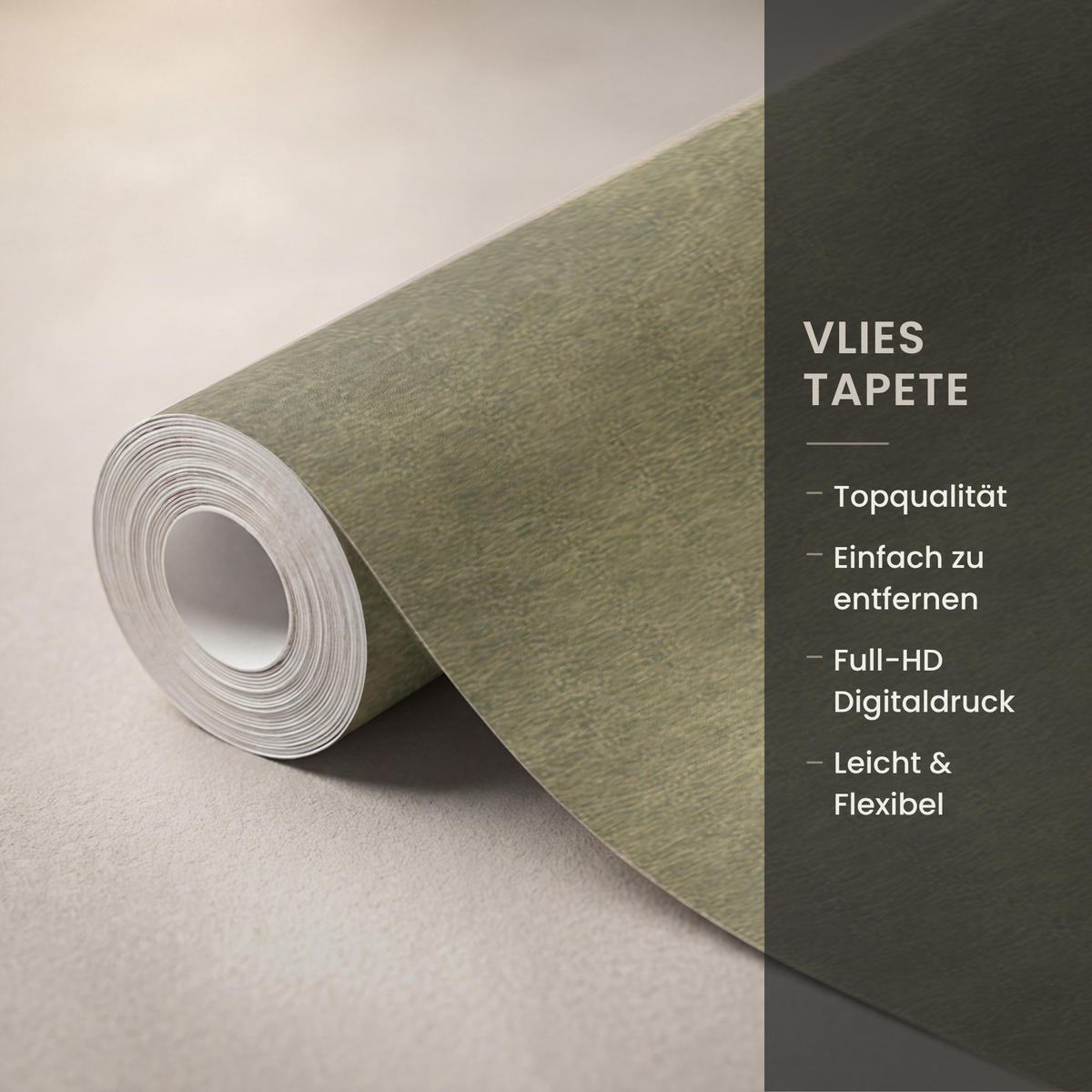 TAPETE - Textur - Abstrakt - Grün - 350x280 cm - Olivgrün, Papier (350/280cm) - OnlyWow
