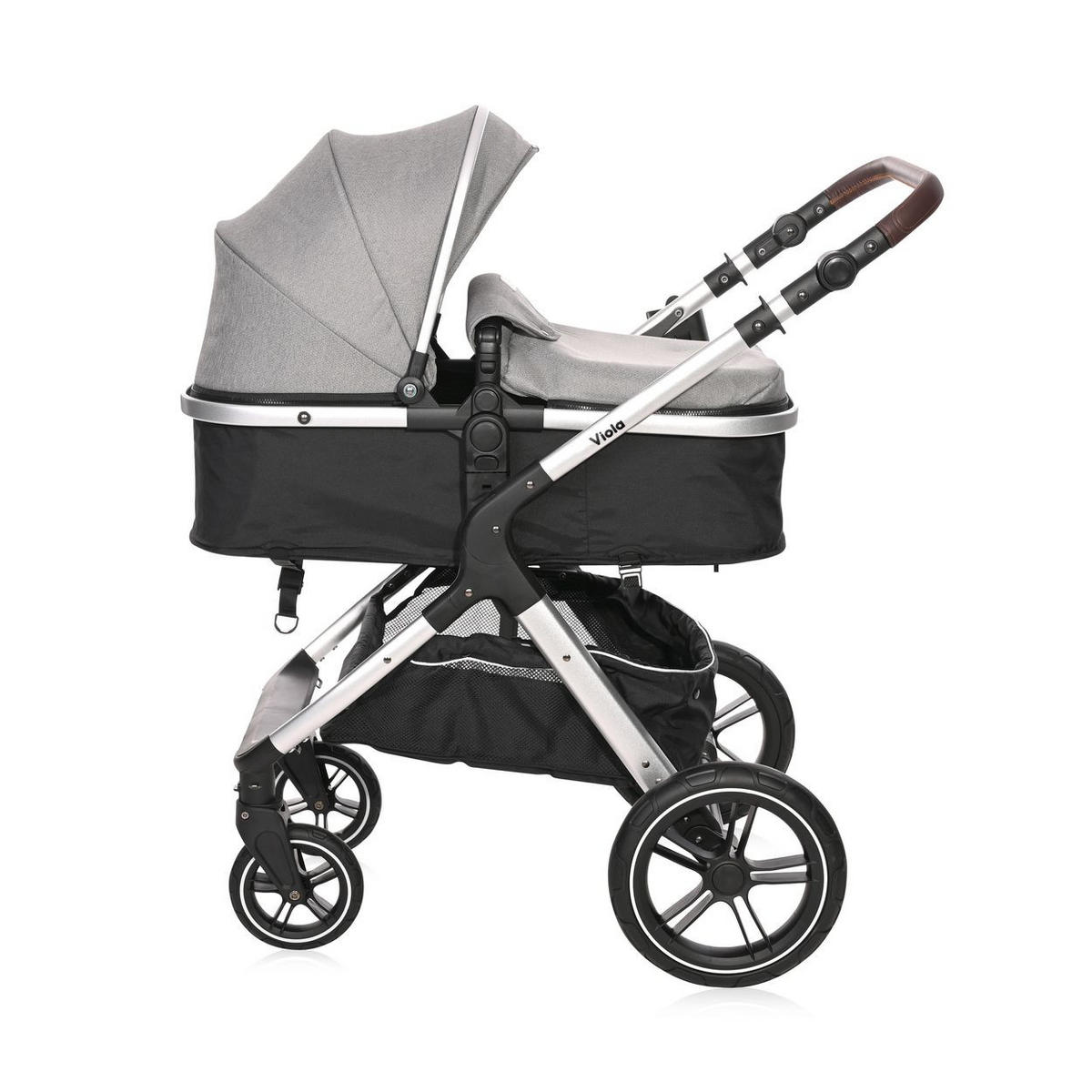 KINDERWAGEN 2 in 1 Viola grau mit Adaptern, umbaubarer Sportsitz, bis 22 kg - Grau, Metall (96/59/112cm) - Lorelli