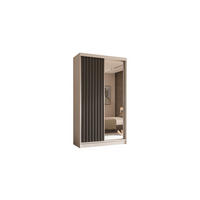 KLEIDERSCHRANK mit Spiegel-Schiebetüren und Aluminium-Leisten - LAMELO - 120 cm Weiß+Grau+Grau - Weiß/Grau, Holzwerkstoff (120/216/61cm) - ALTDECOR