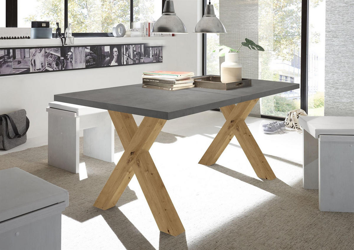 ESSTISCH ausziehbar Eike 1 160 x 90 x 75 Esszimmertisch Asteiche/Graphit - Grau, Holz (160/90/75cm) - 58aufmkessel